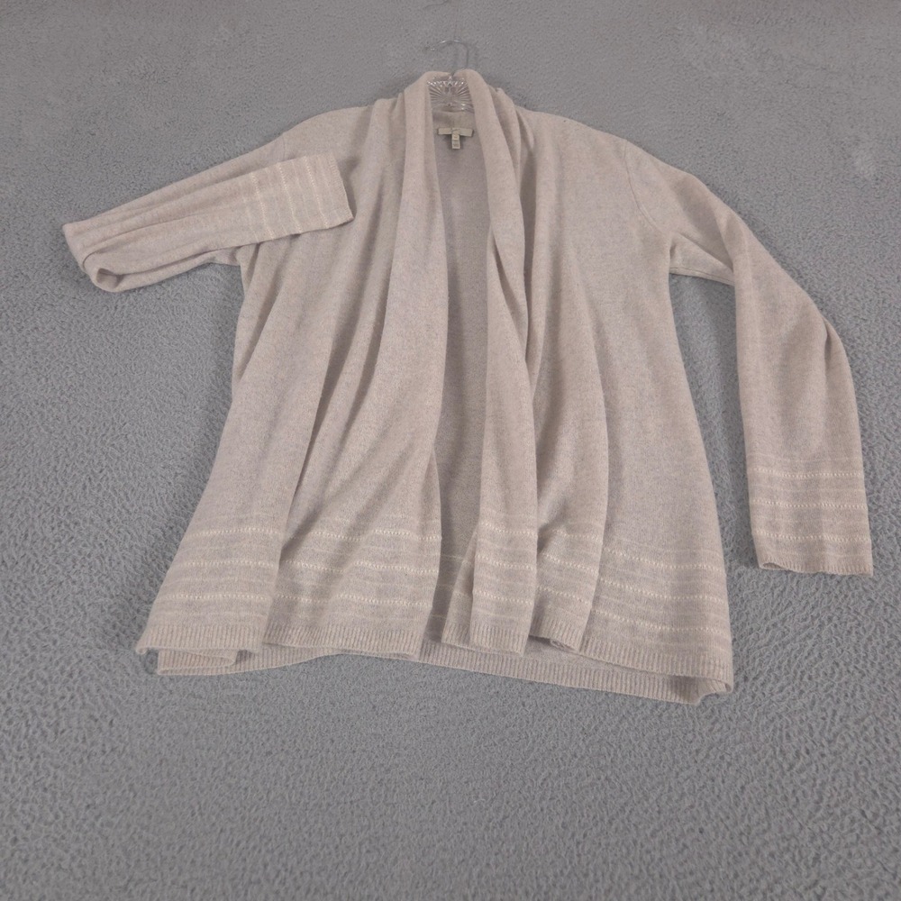 Joie Sweater Women M Cardigan 100% Cashmere Open Front Shawl Collar Pointelle